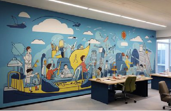乐至办公室墙绘的特点。