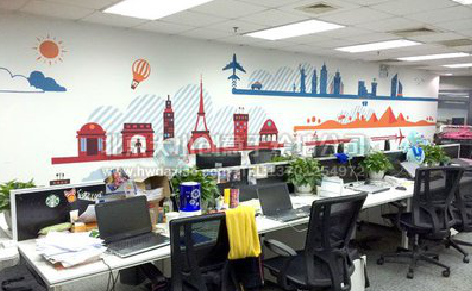 乐至教你设计办公室墙绘的方法。